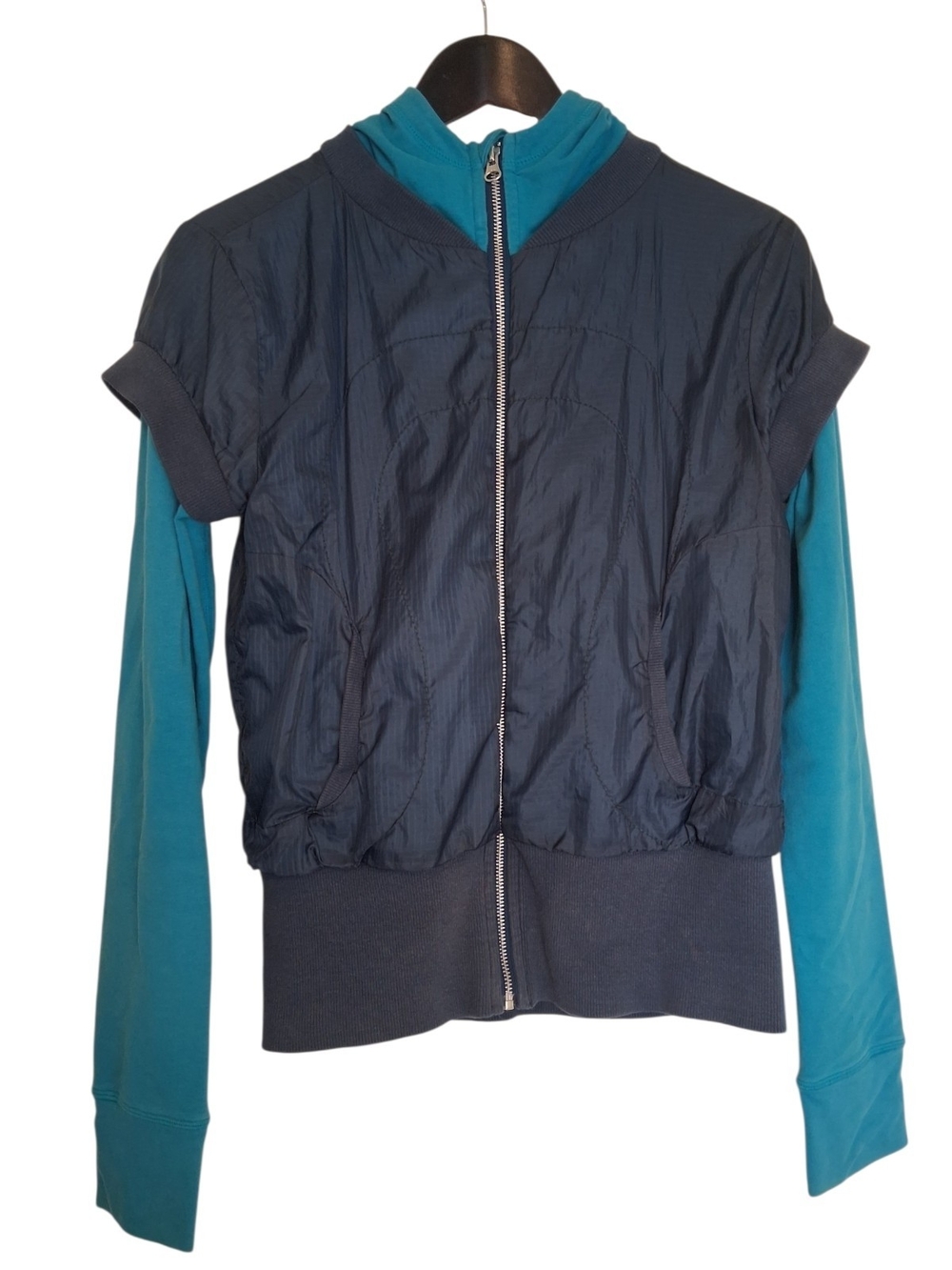 Vintage Lululemon 2-in-1 Layered Hooded Jacket Teal Blue Size 8
